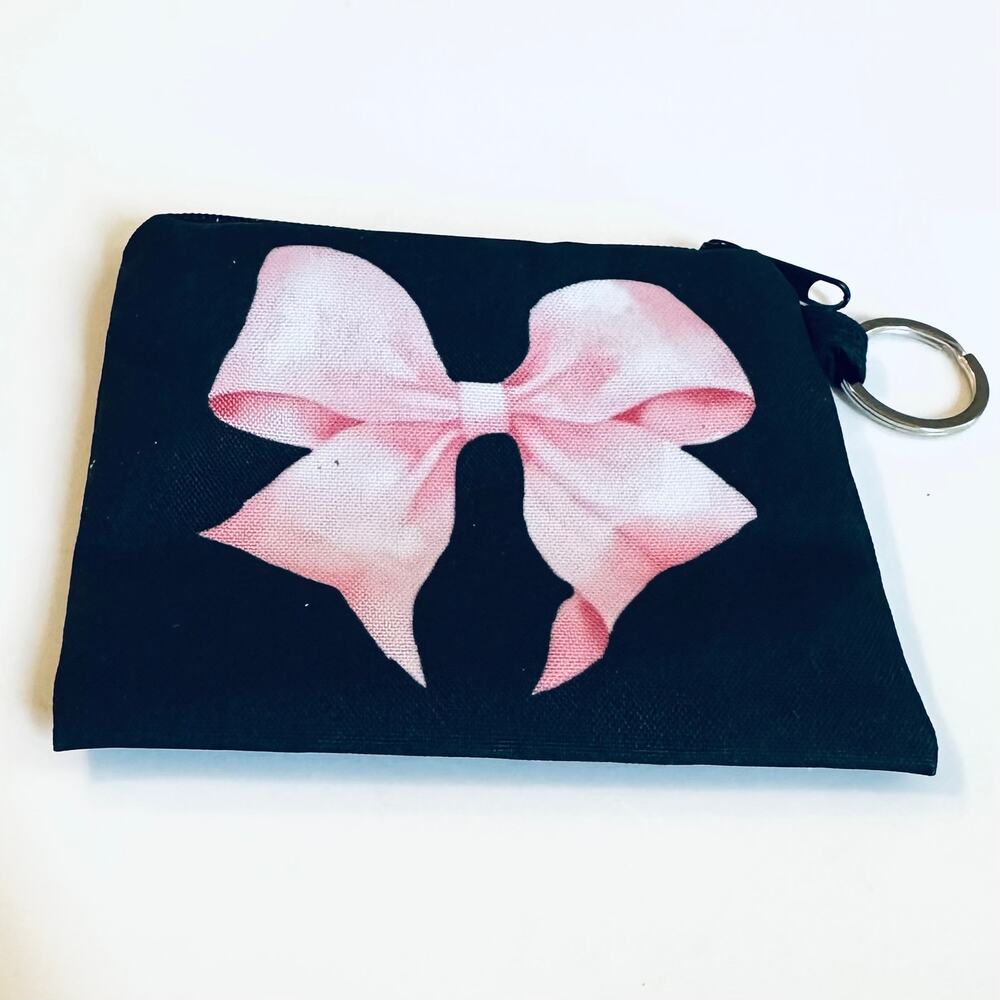 Pink Bow Zipper Pouch Bag Coin Purse